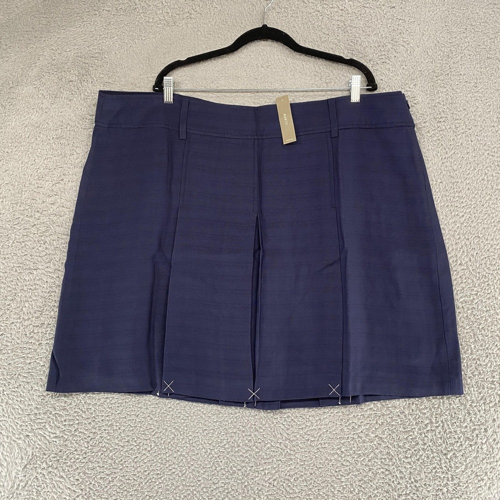 J Crew Skirt Womens 22 Navy Blue Pleated Twill Lined Work Office Career
